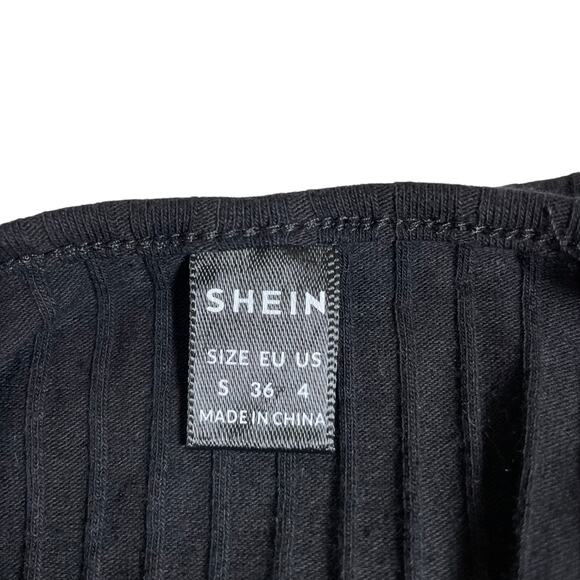 Shein Women's Cross Neck Crop Top Black SIze Small Y2K - Picture 3 of 5